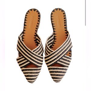 Giovanna Venus Raffia Mule Black and Natural Stripe